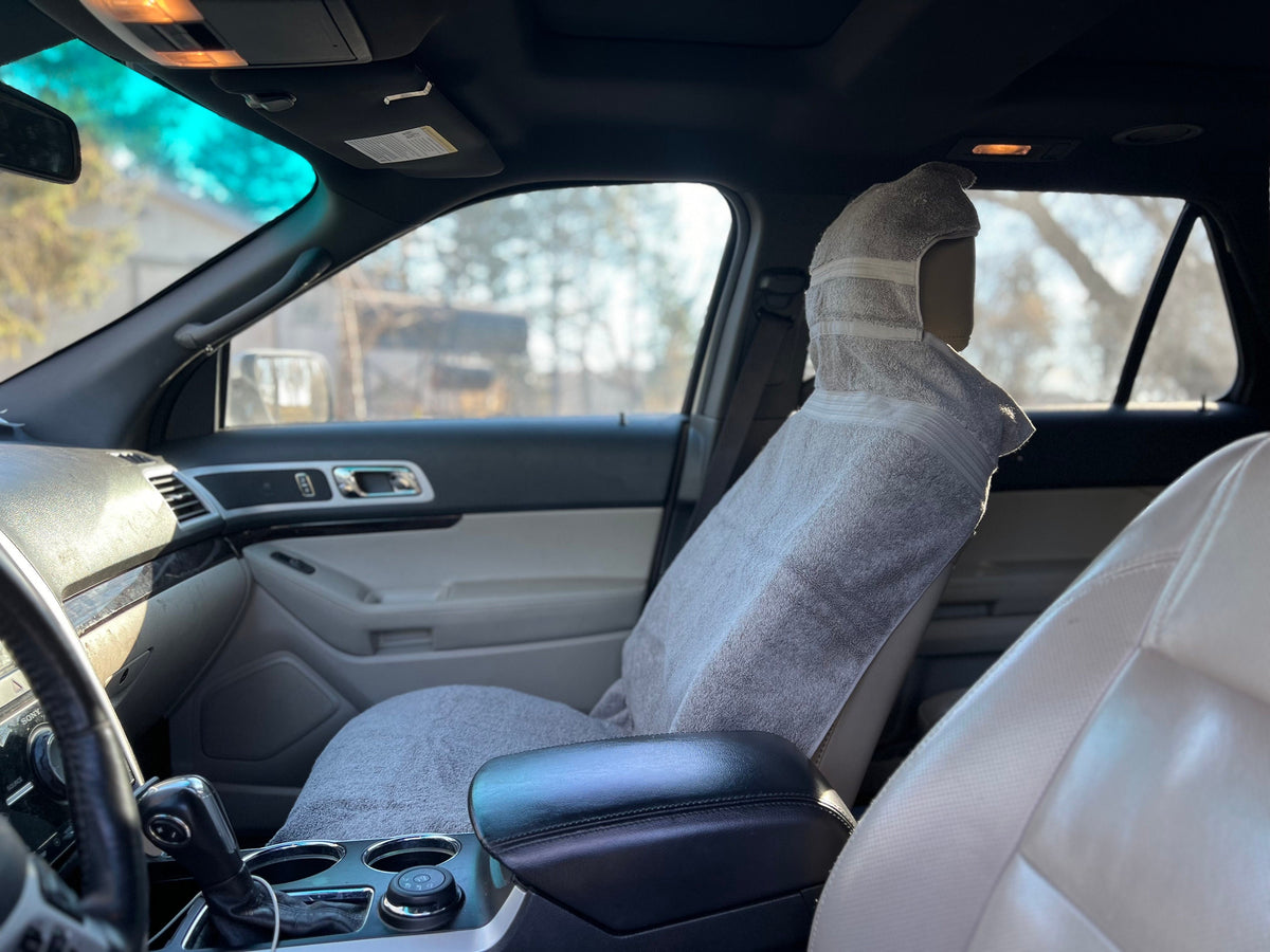 Towel cover for car seat, slip-on seat cover, car seat cover