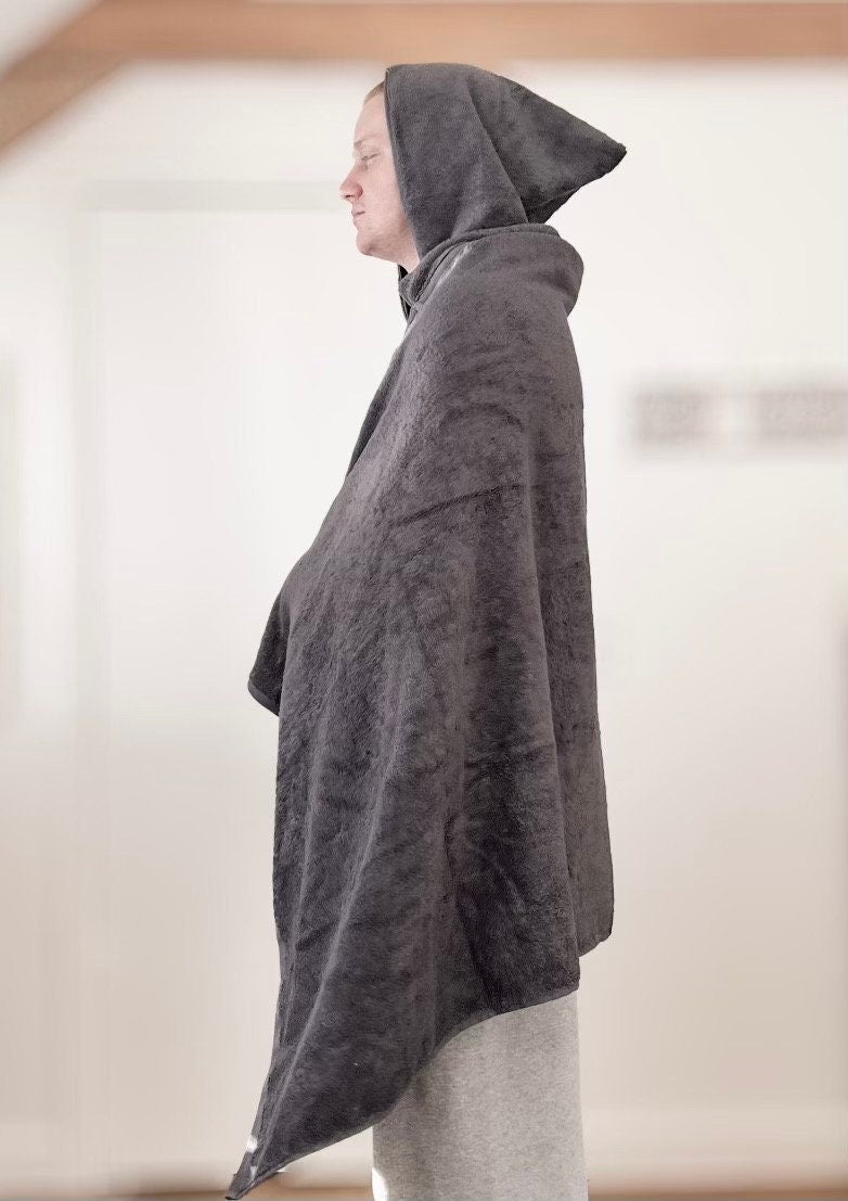 Gray teen or adult hooded bath towel