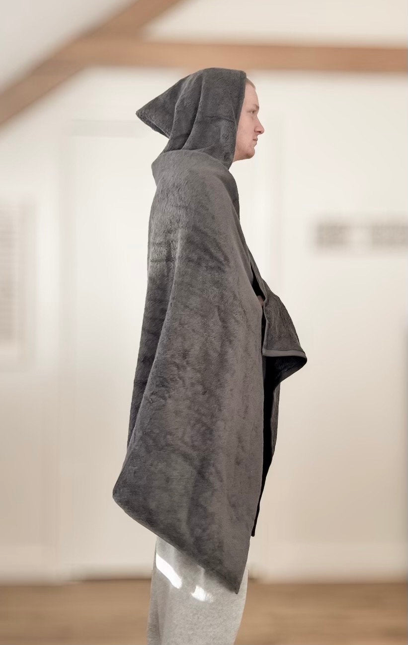 Gray teen or adult hooded bath towel