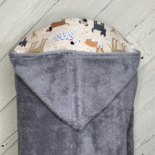 Hooded towel or hooded poncho towel with dog flannel lining on hood, personalized beach towel, boy bath towel, kids pool wrap, toddler beach