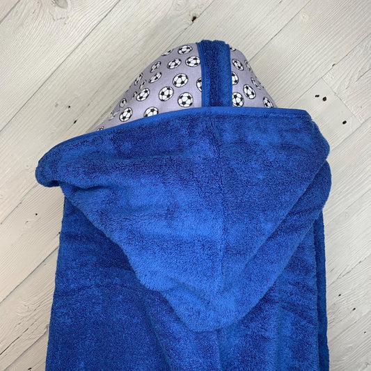 Hooded towel for teens or adults with optional soccer flannel, personalized adult hooded beach towel, full size towel, teen bath towel