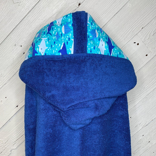 Adult hooded bath towel with optional shark flannel, personalized adult hooded beach towel, adult hooded poncho towel