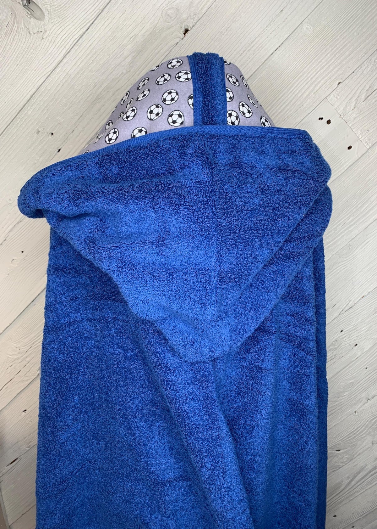 Hooded towel for teens or adults with optional soccer flannel, personalized adult hooded beach towel, full size towel, teen bath towel
