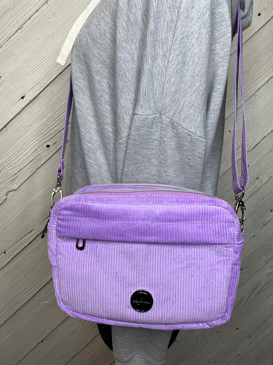 Purple corduroy crossbody bag, women's crossbody purse, hipster bag, adjustable crossbody bag, women's handbag