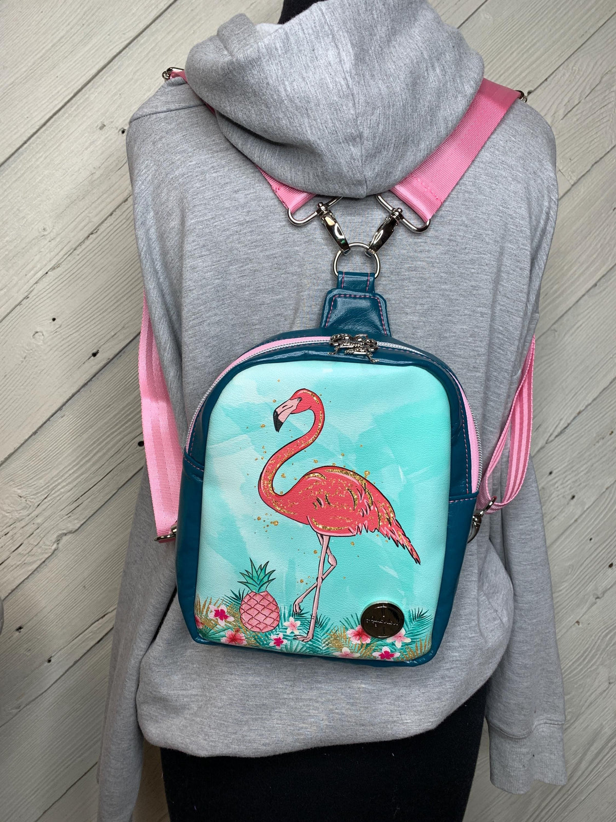 Flamingo backpack or sling bag