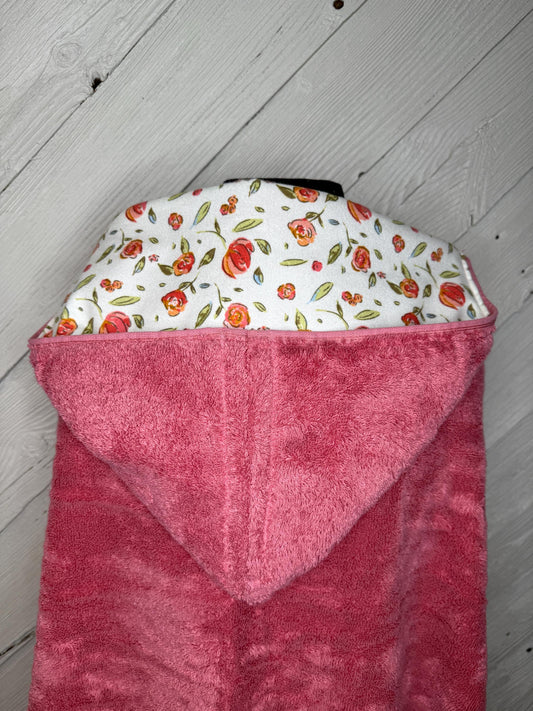 Girl hooded towel with flowers-your choice of towel color, toddler hooded towel, kids towel, bath towel, personalized towel