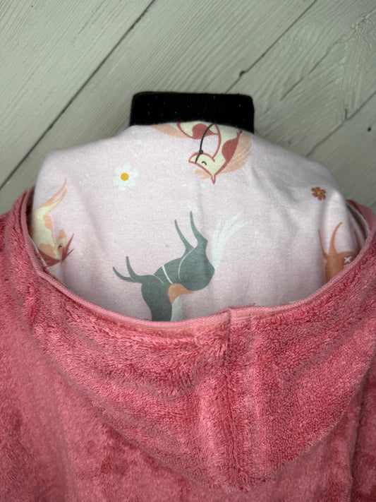 Hooded towel or poncho with horses, girl hoodie towel, personalized kids beach towel, hooded towel poncho