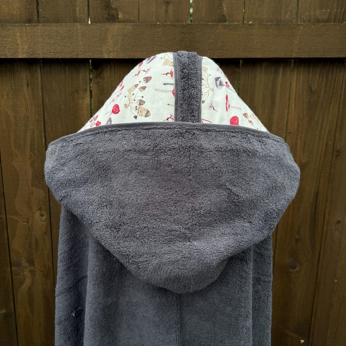 Adult hooded bath towel with optional mushroom flannel, personalized adult hooded beach towel, adult hooded poncho towel