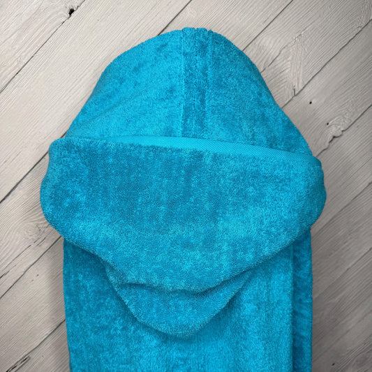 Turquoise hooded bath towel for teen or adult