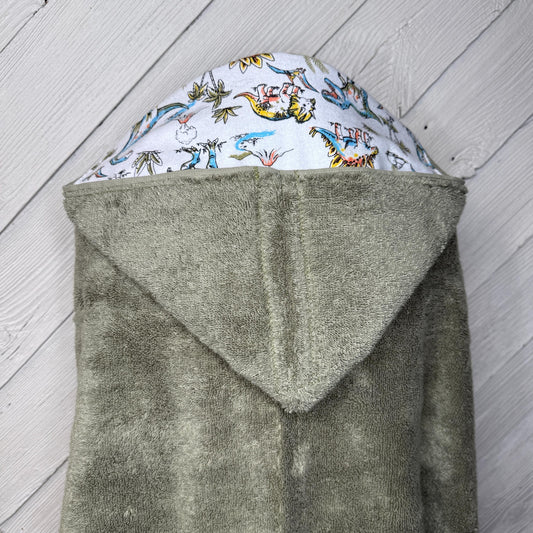 Hooded towel or hooded poncho towel with dinosaurs, personalized beach towel, boy bath towel, kids pool wrap, toddler beach