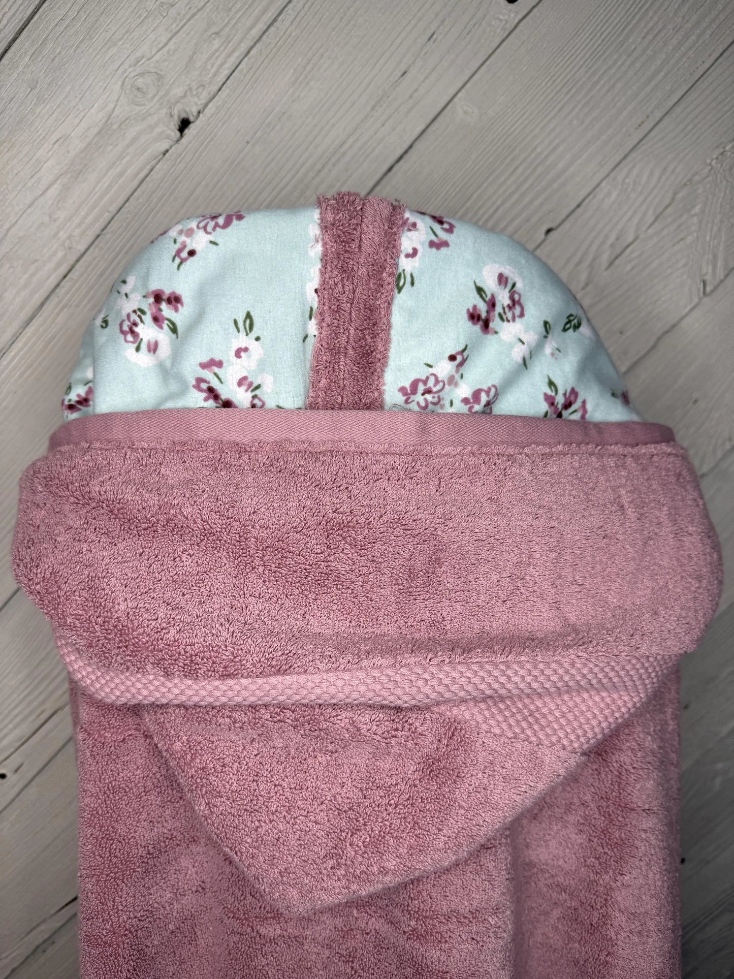 Adult Hooded Bath Towel Floral Print Flannel Hood Lining