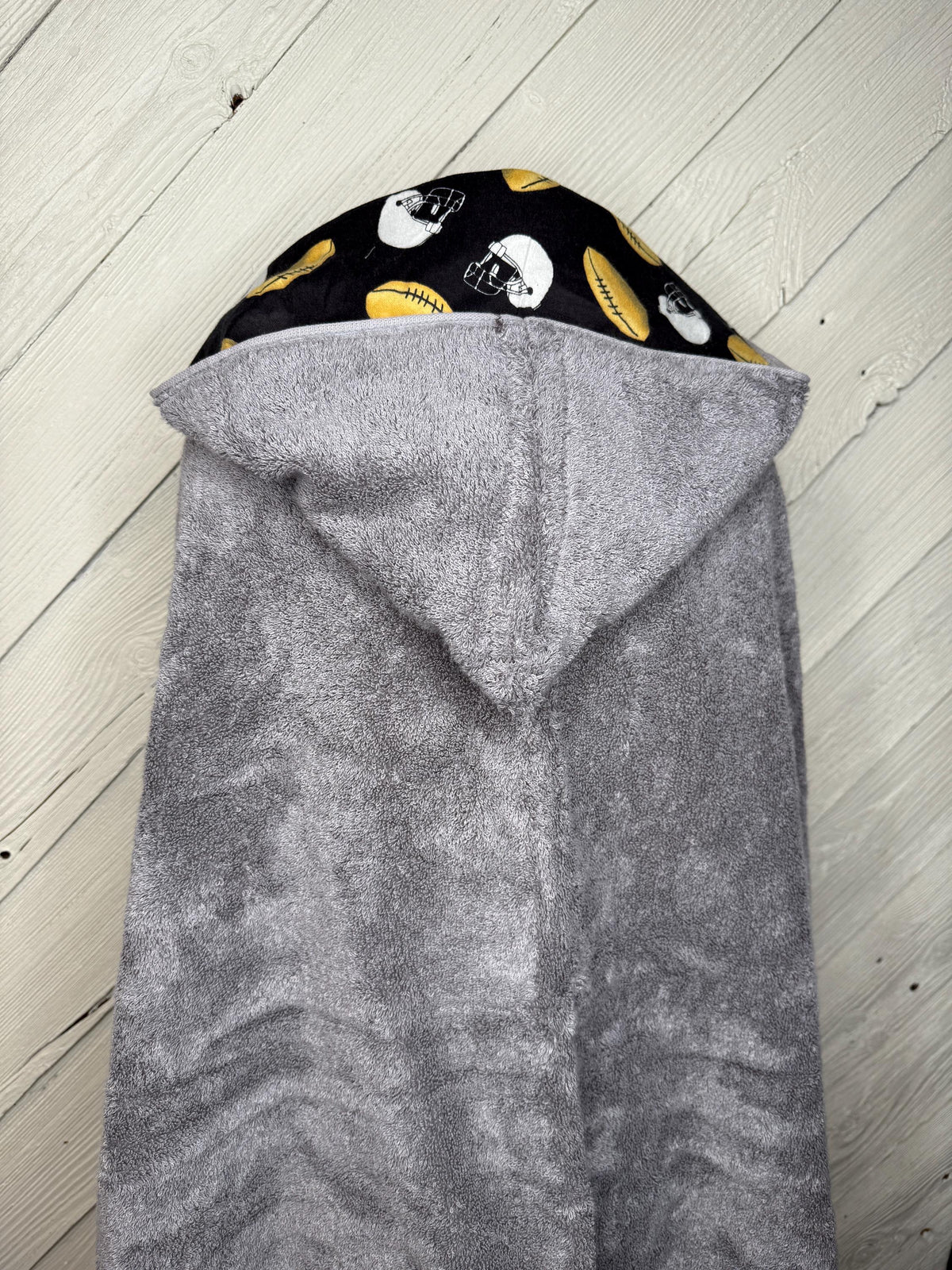 Hooded towel or hooded poncho towel with football flannel, personalized beach towel, boy bath towel, kids pool wrap, toddler beach