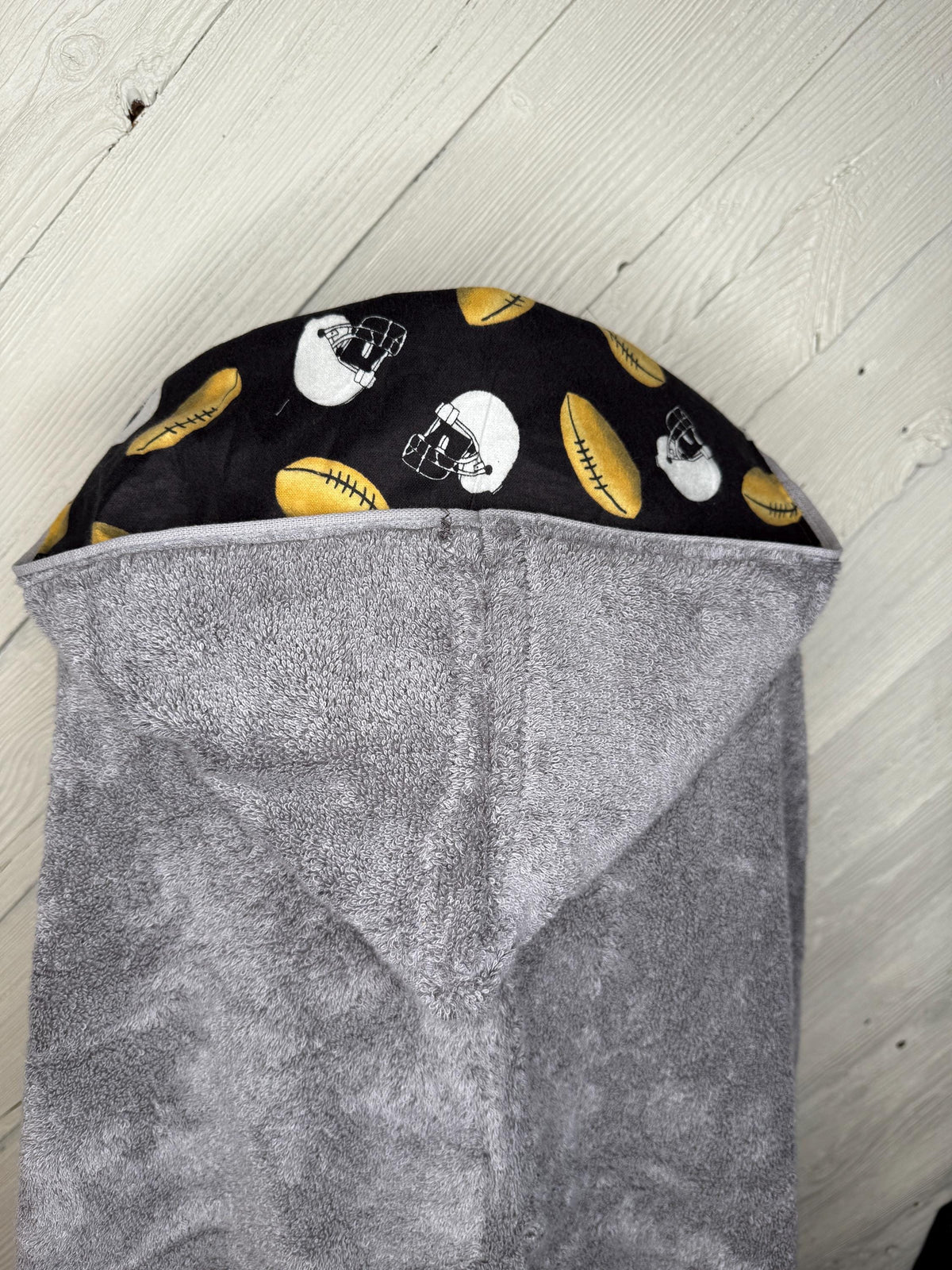 Hooded towel or hooded poncho towel with football flannel, personalized beach towel, boy bath towel, kids pool wrap, toddler beach