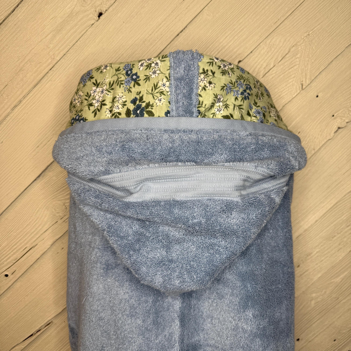 Adult or teen sized hooded bath towel with optional floral flannel, personalized adult hooded beach towel, flower hooded towel