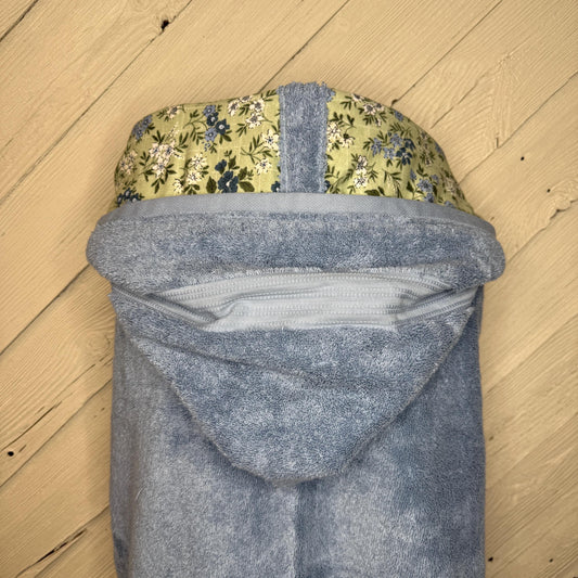 Adult or teen sized hooded bath towel with optional floral flannel, personalized adult hooded beach towel, flower hooded towel