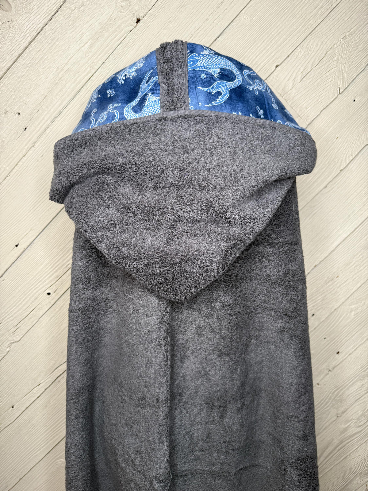 Adult or teen hooded towel with optional mermaid and ocean theme flannel, personalized adult hooded beach towel, adult hooded poncho towel