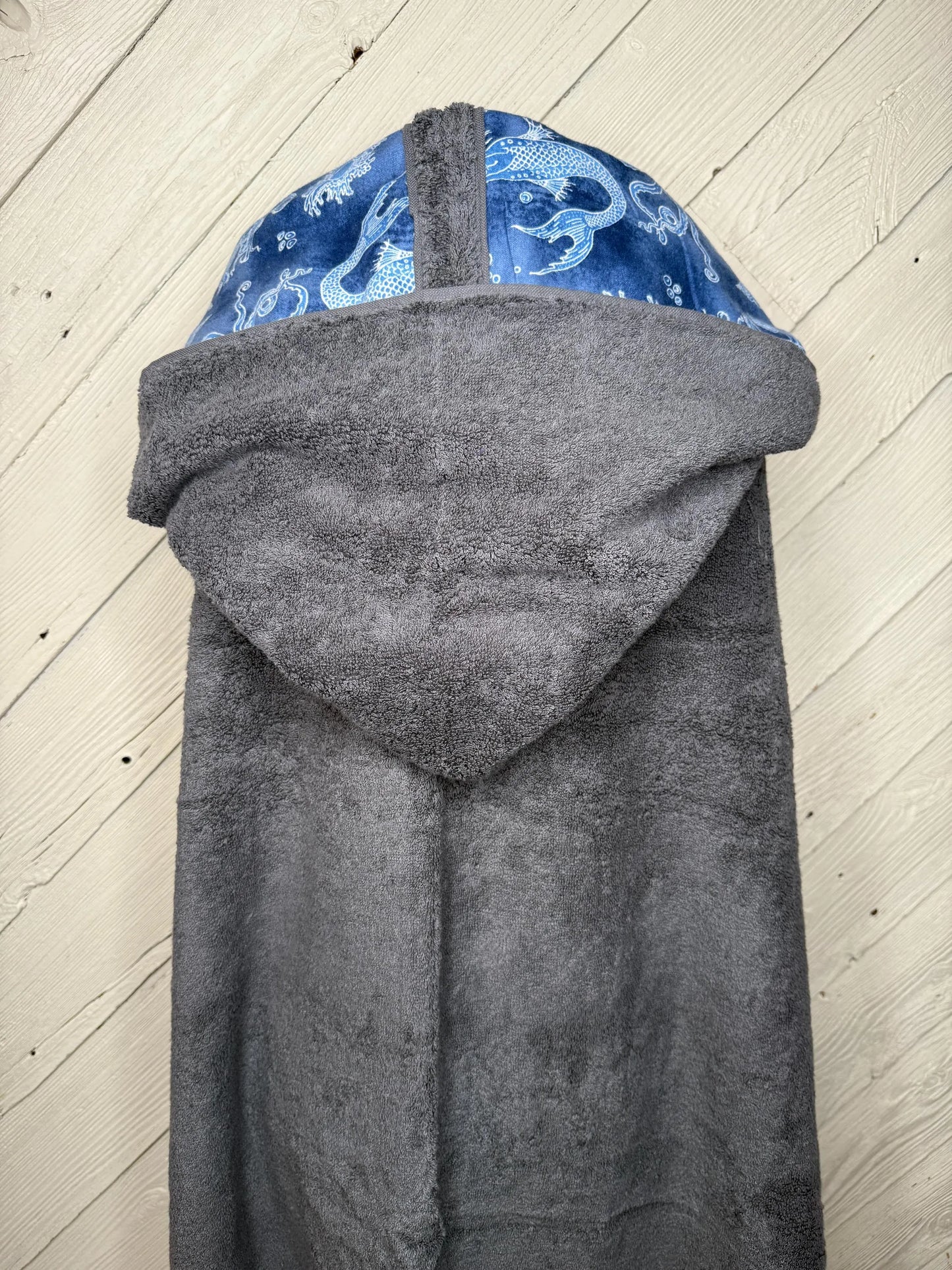 Adult Hooded Bath Towel,  Mermaid and Ocean theme Flannel Hood Lining