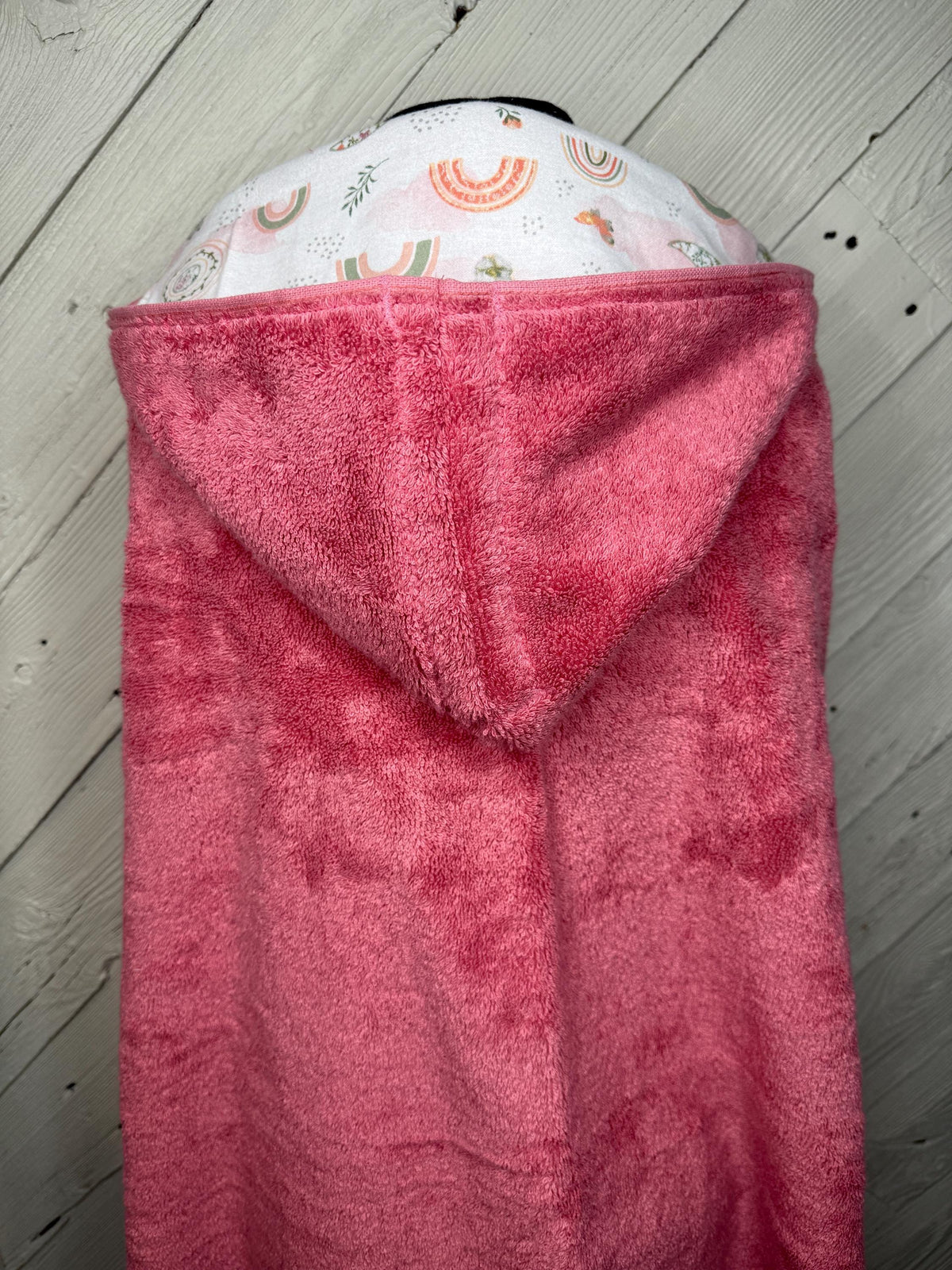 Girl hooded towel with rainbows - your choice of towel color, toddler hooded towel, kids towel, bath towel, personalized towel