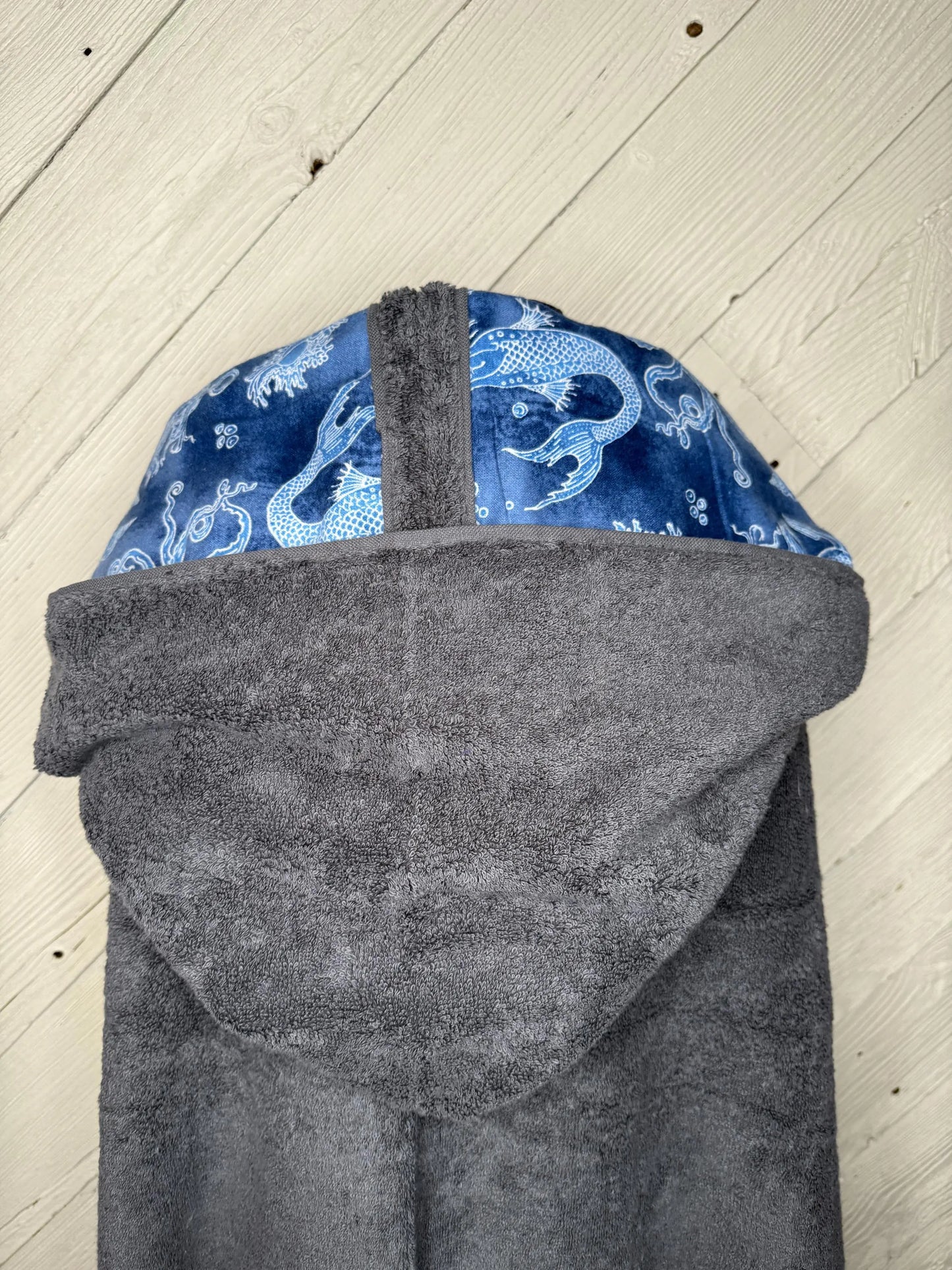 Adult Hooded Bath Towel,  Mermaid and Ocean theme Flannel Hood Lining