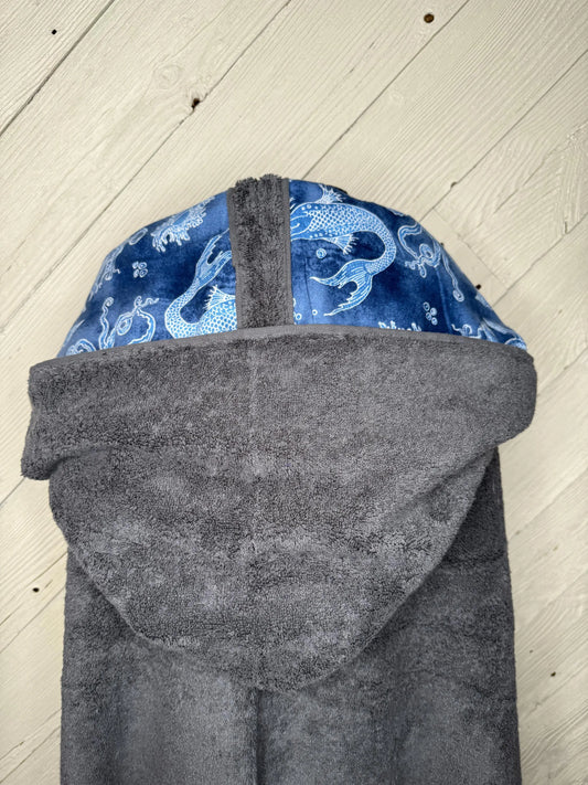 Adult Hooded Bath Towel,  Mermaid and Ocean theme Flannel Hood Lining