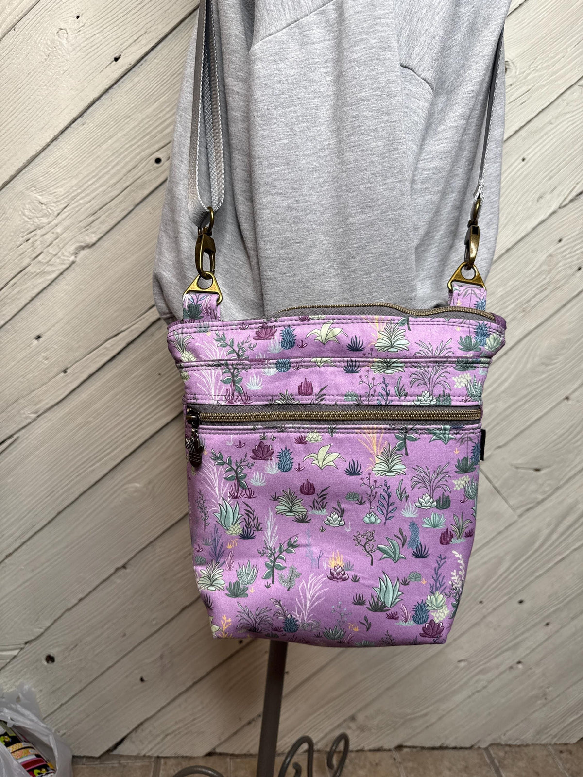 Purple succulent crossbody purse, women's crossbody bag, hipster bag, messenger bag, adjustable crossbody bag, women's handbag