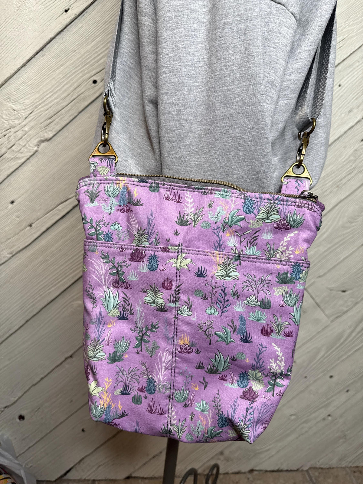 Purple succulent crossbody purse, women's crossbody bag, hipster bag, messenger bag, adjustable crossbody bag, women's handbag