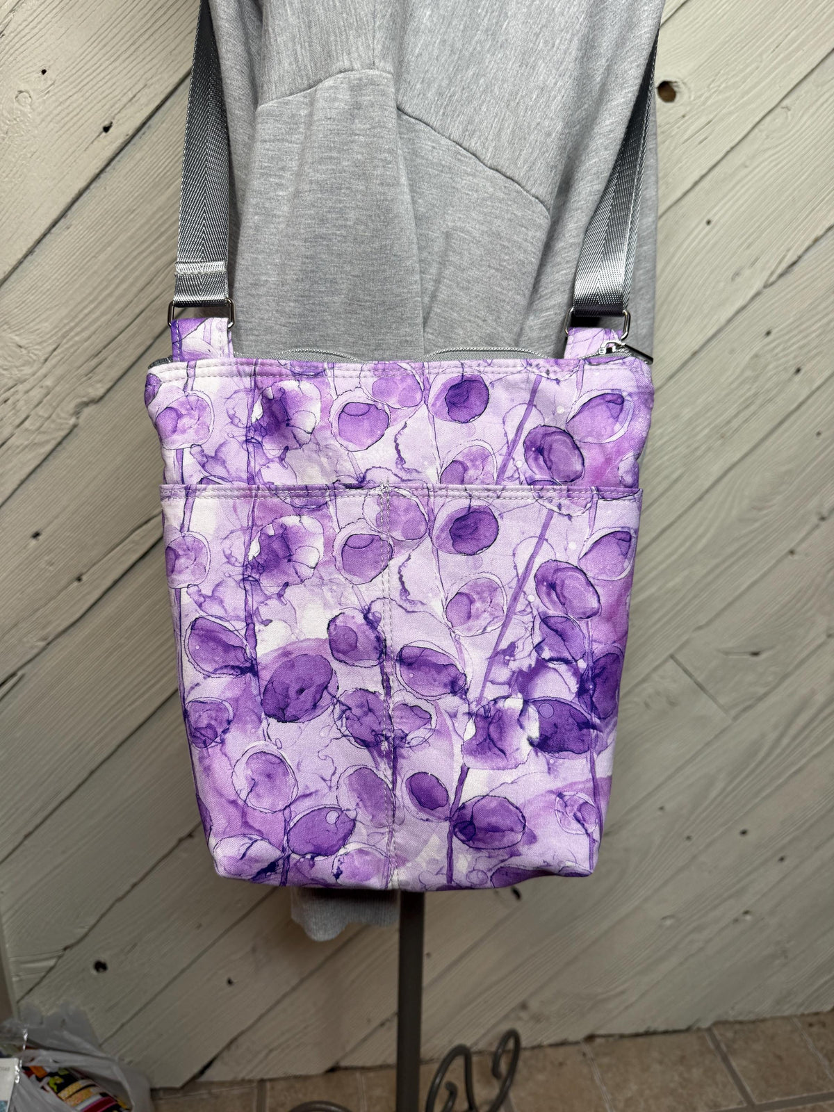 Purple floral crossbody purse, women's crossbody bag, hipster bag, messenger bag, adjustable crossbody bag, women's handbag