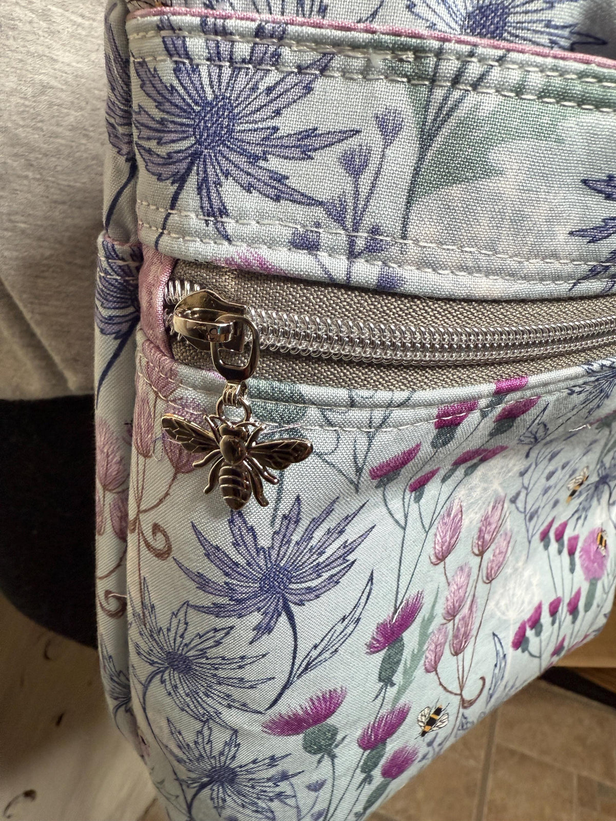 Thistle floral crossbody purse, women's crossbody bag, hipster bag, messenger bag, adjustable crossbody bag, purple women's handbag