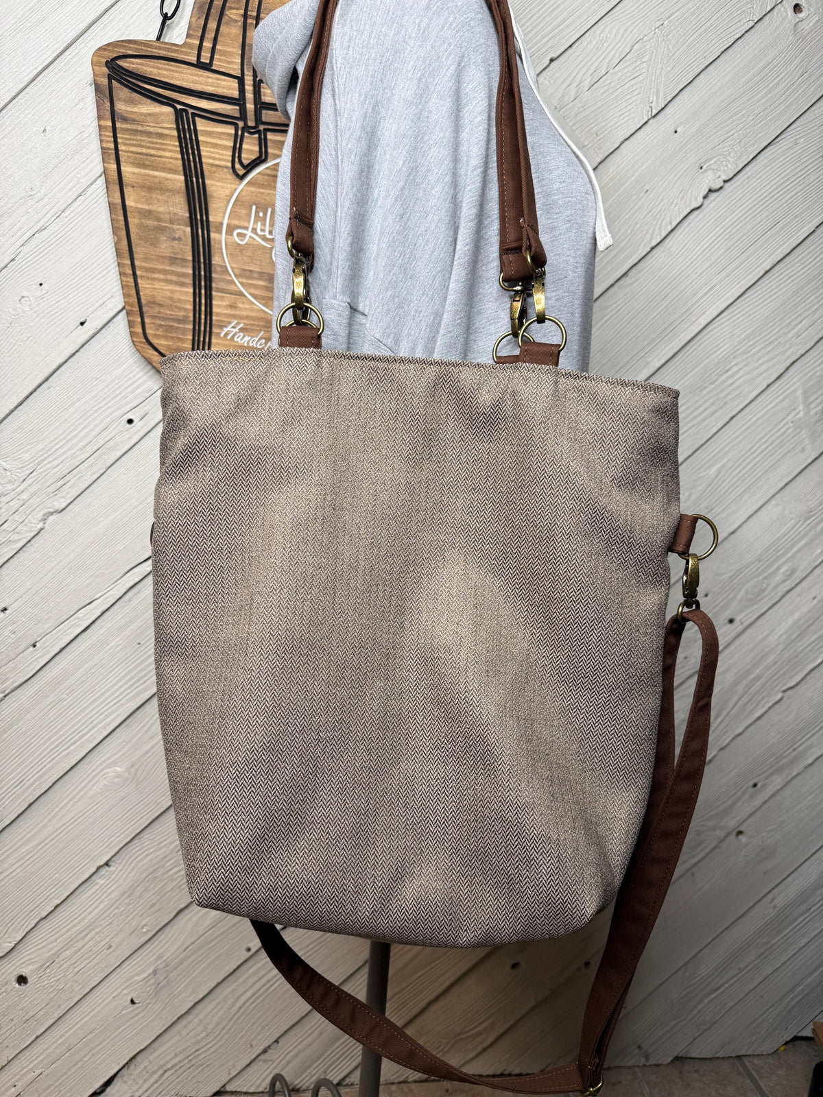 Brown convertible woman's purse, handmade bag, ladies shoulder bag, large purse, women shoulder purse