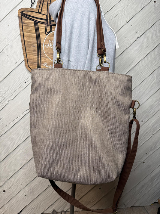 Brown convertible woman's purse, handmade bag, ladies shoulder bag, large purse, women shoulder purse