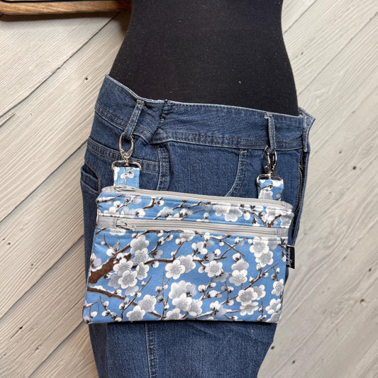 Belt bag with flowers, fanny pack, motorcycle hip bag, belt bag, hip purse, hip pouch