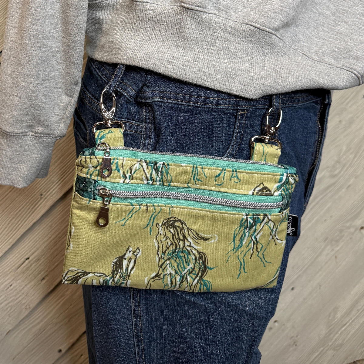 Belt bag with horses, fanny pack, motorcycle hip bag, belt bag, hip purse, hip pouch