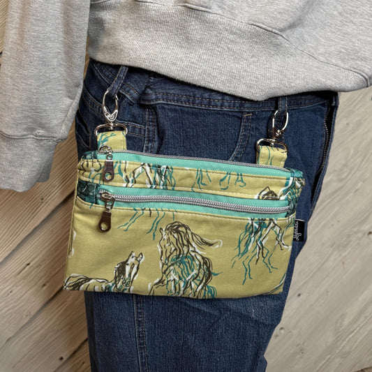 Belt bag with horses, fanny pack, motorcycle hip bag, belt bag, hip purse, hip pouch