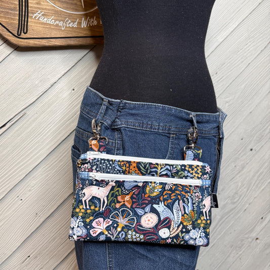 Belt bag with flowers, fanny pack, motorcycle hip bag, belt bag, hip purse, hip pouch