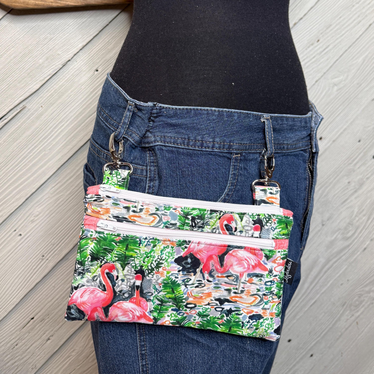 Belt bag with flamingos, fanny pack, motorcycle hip bag, belt bag, hip purse, hip pouch