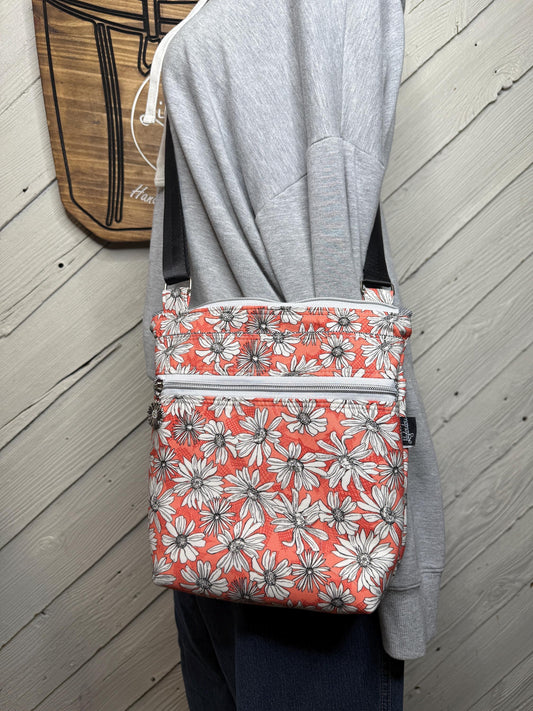 Floral crossbody purse, women's crossbody bag, hipster bag, messenger bag, adjustable crossbody bag, women's handbag