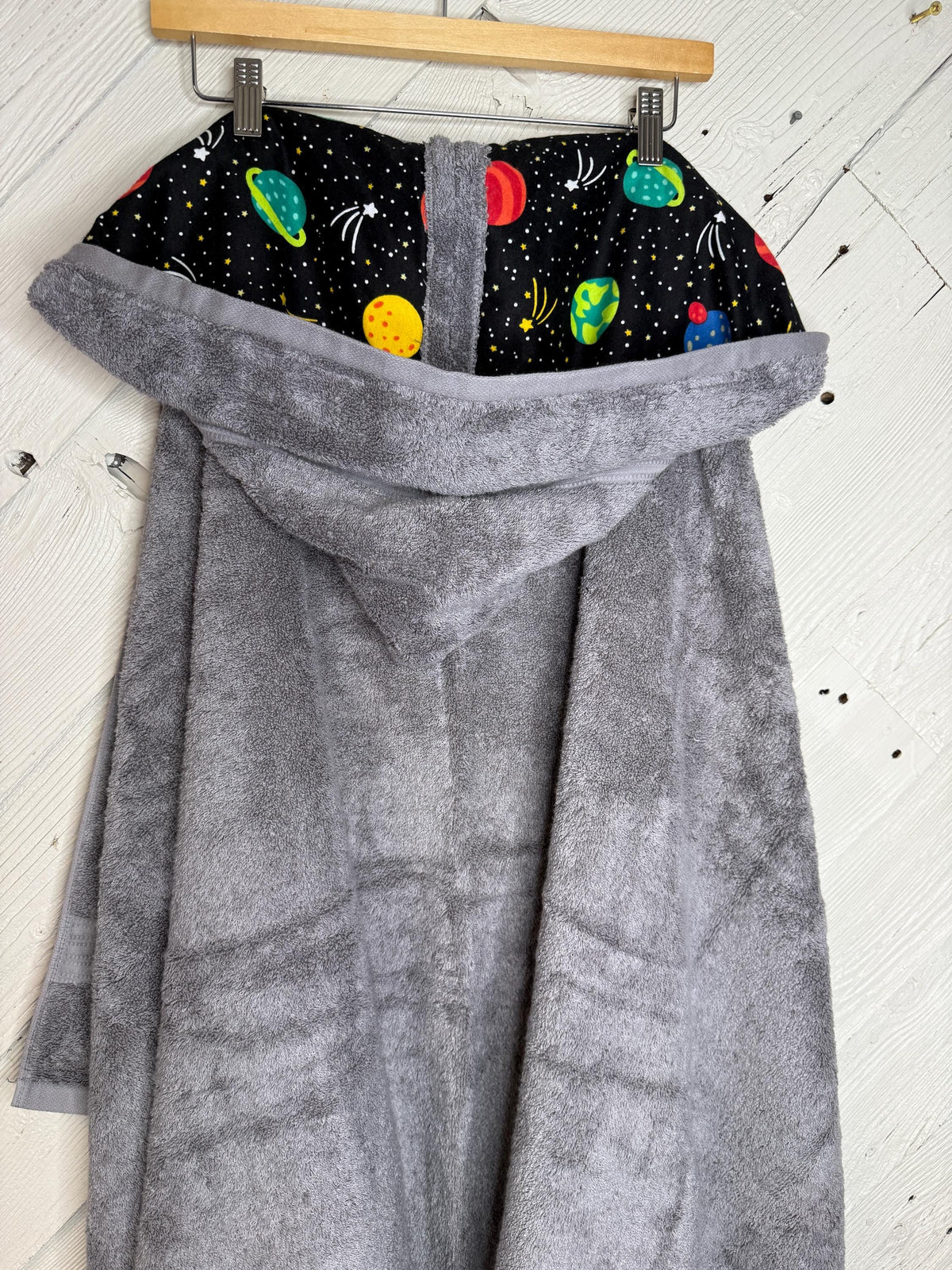 Teen or adult hooded bath towel with optional space flannel, large tween hooded bath towel, personalized adult hooded towel