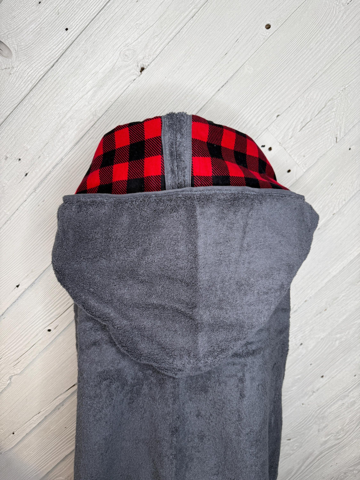 Adult hooded bath towel with optional plaid flannel, personalized adult hooded beach towel, adult hooded poncho towel