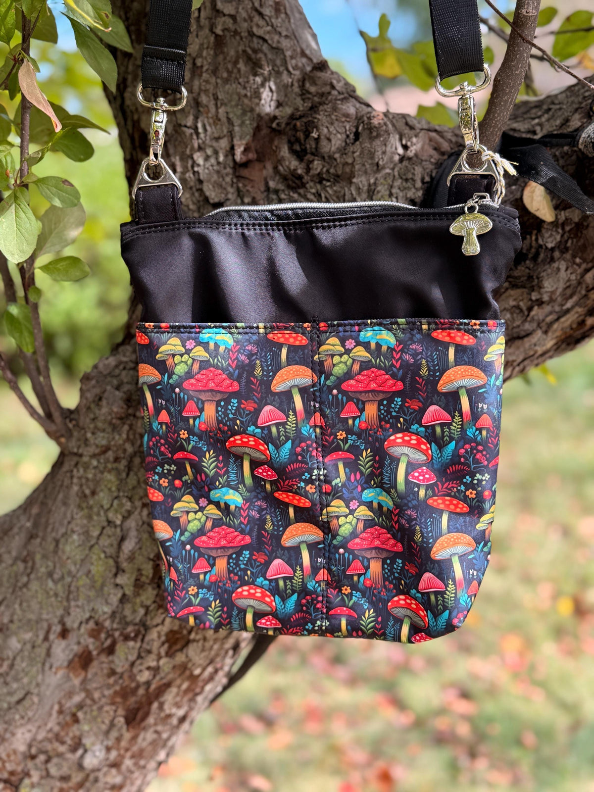 Mushroom crossbody purse, women's crossbody bag, hipster bag, messenger bag, adjustable crossbody bag, women's handbag