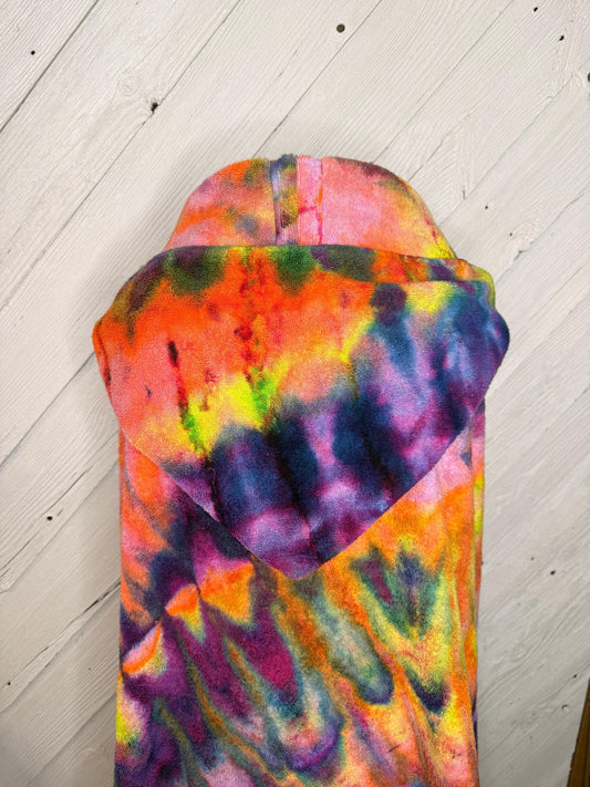 Tie dye hooded bath towel for teen or adult