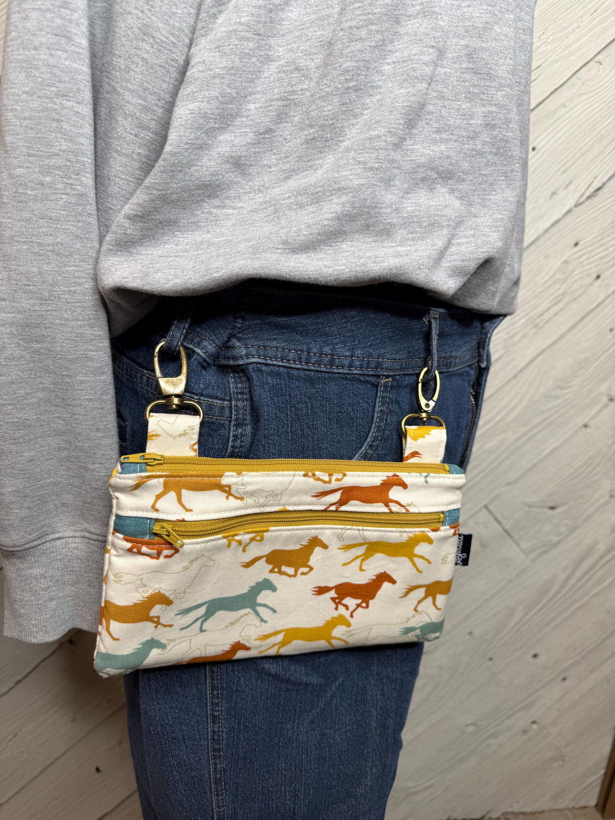 Belt bag with horses, fanny pack, motorcycle hip bag, belt bag, hip purse, hip pouch