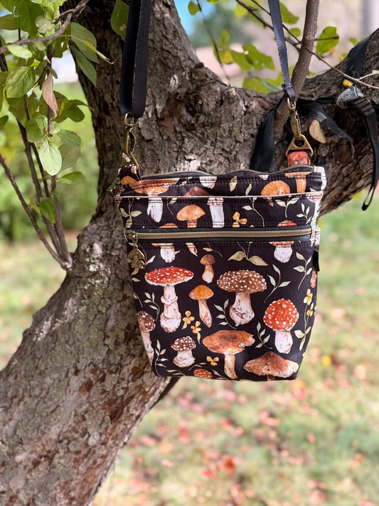 Mushroom crossbody purse, women's crossbody bag, hipster bag, messenger bag, adjustable crossbody bag, women's handbag