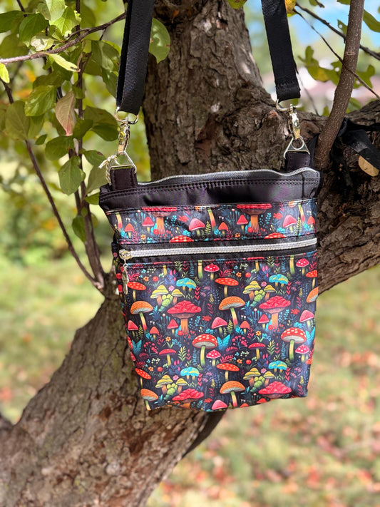Mushroom crossbody purse, women's crossbody bag, hipster bag, messenger bag, adjustable crossbody bag, women's handbag