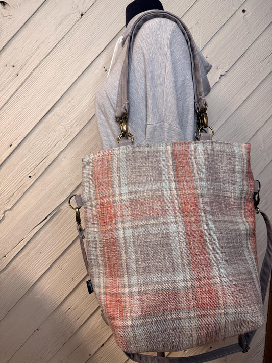 Plaid convertible handbag, handmade bag, ladies shoulder bag, large purse,  womens handmade handbag, women shoulder purse